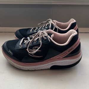 Gdefy Gravity Defyer Mighty Walk Womens Comfort Orthotic Sneaker Blue Pink 10.5